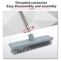 Brosse à récurer le sol en acier inoxydable pour l'industrie et le bricolage, pour le nettoyage des murs de douche, des terrasses, des baignoires et des carreaux