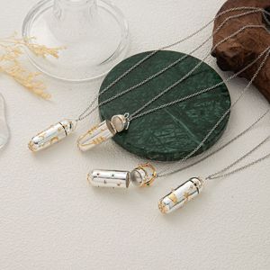 Collier médaillon vintage plaqué or véritable avec zircon coloré, motif <span class=keywords><strong>nuage</strong></span>, étoile, lune, fleur, bijou souvenir - Product Image 6