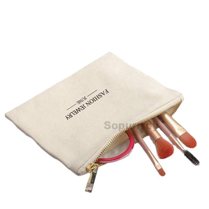 Bolsa de Maquillaje de Lona de Algodón con Logotipo Personalizado, Bolsa de Cosméticos Multiusos con Cierre, Bolsa de Viaje para Lápices, Estuche para Artículos de Aseo - Product Image 6