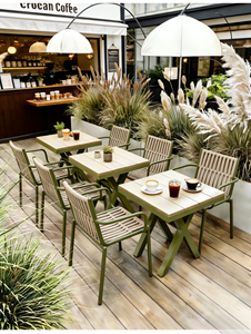Juego de Mesas y Sillas de Aluminio Estilo Influencer, Resistentes al Agua y al Sol, para Exteriores, Patios, Jardines, Cafés, Bares, Tiendas de Té con Leche - Product Image 1