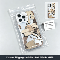 Coque de téléphone en TPU transparente à motif géographique en blocs de puzzle en bois, esthétique rétro de voyage pour iPhone 17 16 15 14 13 Pro Max