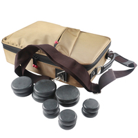 Chauffe-pierre de massage électrique noir pour spa, sac chauffant, boîte chauffante en bambou avec pierres énergétiques de différentes tailles, fournisseur d'usine