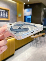 Étui transparent en TPU avec motif requin baleine aquarelle charmant, coque de téléphone souple et esthétique pour iPhone 17 16 15 14 13 Pro Max