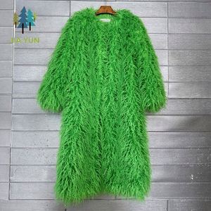 European American Multi-Color Over Knee Long Faux Plush Coat <strong>Women</strong> Winter Outerwear - Product Image 1