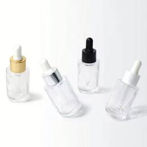 Botella de Vidrio Transparente Esmerilado de 20 ml con Gotero para Suero, Modelo 406 con Collar de Plástico, para Envasado de Cosméticos y Sueros para el Cuidado de la Piel - Product Image 2