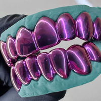 Grillz dentaire unisexe personnalisé en argent sterling S925 plaqué or 10K, 8 dents supérieures et 8 dents inférieures, bijoux Hip Hop