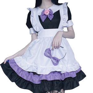 Tenue de cosplay de demoiselle d'honneur japonaise, robe noire et violette avec nœud en forme de patte de chat, costume Lolita pour adulte pour spectacle - Product Image 5