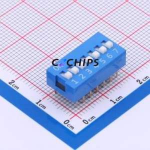 DS-07-B-T DIP Switch Through hole Component (THT) Switch Single Pole Single Throw 7 2.54mm 25mA - Product Image 1