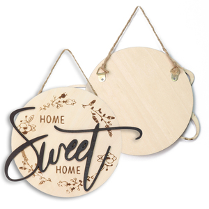 Cerchi in legno da 6 pollici casa dolce casa con gancio a spago per artigianato fai da te porta appendiabiti segno - Product Image 1