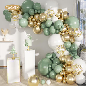 YACHEN Kit de <span class=keywords><strong>guirlande</strong></span> d'arche de ballons en latex vert, blanc et or de 146 pièces pour anniversaire, fête prénatale, révélation de sexe, mariage, décoration de fête - Product Image 1