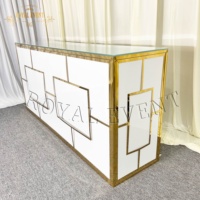 Tables de mariage royales modernes, tables de comptoir rectangulaires, tables hautes en acier inoxydable pour les organisateurs d'événements, utilisant du verre trempé