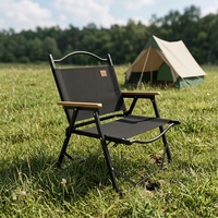 Chaise de camping pliable ENJOIN en aluminium avec accoudoirs en bois de hêtre, tissu Oxford 600D, légère et portable, pour la randonnée en plein air, la plage, capacité 120 kg