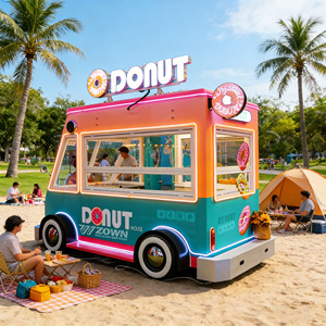 Mobile Multi-functional Food Cart with Customizable Kitchen for Crepes Waffles Pizzas Hot Dogs and Iced Coffee for Sale - Product Image 1