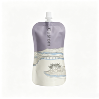 Pochette souple personnalisée blanche et noire pour boissons et jus, réutilisable, avec bec verseur, emballage plastique pour liquides, pochette verticale avec ventouse