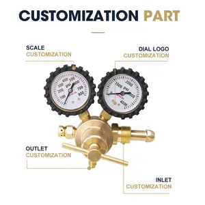 Regulador de presión de corte de soldadura de nitrógeno TIG Mig de gran venta 0-4000psi/0-800psi con conexión de entrada CGA580 y llamarada de 1/4''