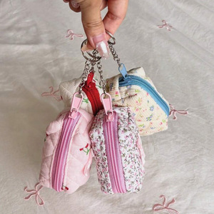 New cross-border <b>mini</b> <b>lipstick</b> pouch, earphone and data cable storage bag, <b>lipstick</b> and perfume floral cotton small makeup bag - Product Image 2
