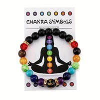 Bracelets en pierres naturelles de guérison et d'équilibre, ajustables, en cristal, en pierre volcanique noire, bracelet 7 chakras pour enfants, vente en gros