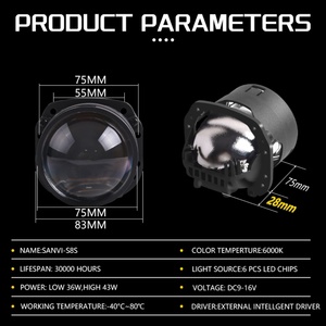 Sanvi High Quality New Shortest S8S 43W/pcs 6000K LED <b>Projector</b> Lens Headlights Lighting for Auto <b>Lights</b> Lamp High Low Beam - Product Image 6