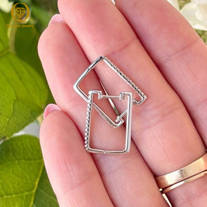 Geometric <b>Square</b> Minimalist <b>Earrings</b> 10k Gold VVS Lab Grown <b>Diamond</b> Women Girls Hoop <b>Earrings</b> IGI Certified Fine Jewelry Gifts - Product Image 3