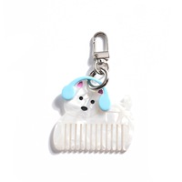 Pendentif en acétate motif animal de dessin animé mignon, peigne à cheveux, porte-clés chiot, accessoires décoratifs exquis, compacts et portables