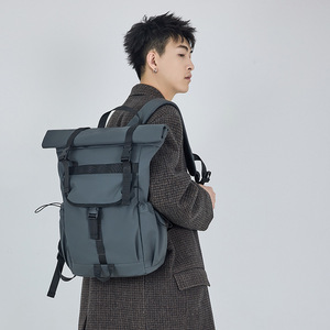 Laptop <b>Backpack</b> <b>Large</b> Capacity Water Resistant Unisex Solid Color Black And Gray For Leisure Travel Fall 2025 - Product Image 3