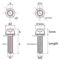 Jeu de boulons en titane Gr5 M8 sur mesure, vis à tête hexagonale Torx à bride en titane Gr5 M3 M6 M5 M10 pour vélo et moto