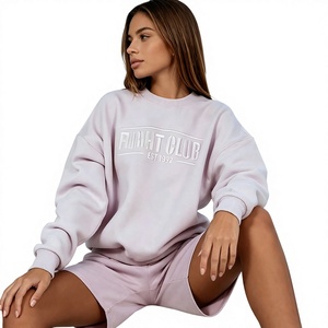 Sweat-shirt d'hiver en molleton de coton de haute qualité pour femme, broderie 3D, col rond, épaules tombantes, personnalisé, décontracté, écologique - Product Image 1