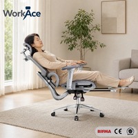 Chaise de bureau ergonomique moderne avec dossier inclinable à cinq positions, certifiée BIFMA CE, confortable et durable, pour poste de travail et usage domestique, en stock