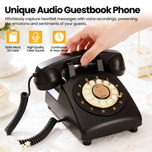 <span class=keywords><strong>Livre</strong></span> d'or audio, <span class=keywords><strong>livre</strong></span> d'or <span class=keywords><strong>téléphonique</strong></span> rétro classique, enregistrement de haute qualité, message vocal personnalisable, utilisation multi-événements, meilleur choix de cadeau - Product Image 1