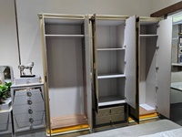 Ensemble de meubles de chambre à coucher 8 pièces, design royal 2025, style antique doré, avec éclairage LED, élégant, taille King Size