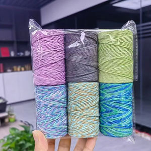 Vente en gros de rouleau de ficelle de raphia en papier souple à double brin torsadé coloré en papier de style corde naturelle pour emballage de cadeaux - Product Image 1