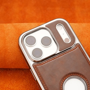Funda Magnética de Cuero PU con Logotipo Hueco para iPhone 17 16 15 14 13 12 Pro Max 17Air, Marco Plateado, Antigolpes, ¡Venta Caliente! - Product Image 2