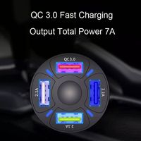 Chargeur de voiture intelligent 4 ports USB 35W 7A avec protection OVP pour téléphone, adaptateur de voiture à charge rapide sans fil