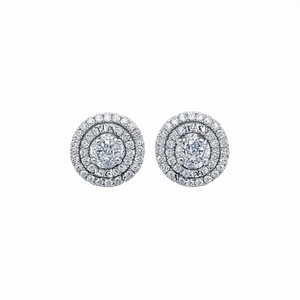 Boucles d'oreilles en diamant Tiffany & Co. en or blanc, taille brillant ronde, couleur G, naturelles, classiques, bijoux de mariage pour femmes - Product Image 1