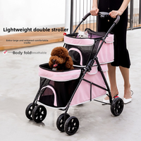 Poussette de voyage double personnalisée et détachable de luxe pour animaux de compagnie, poussette double pour chiens et chats