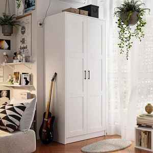 High Quality European Style Adjustable Hinges MDF <strong>Doors</strong> White Laminate Finished Wood Swing <strong>Wardrobe</strong> with <strong>2</strong> <strong>Doors</strong> for Bedroom - Product Image 1