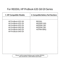 Batterie d'ordinateur portable de remplacement RE03XL 11.55V 3300mAh pour HP ProBook 430 440 450 G6 G7 L32407-AC1 L32407-2B1