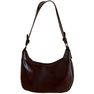 Bolso de Hombro de Cuero Suave para Mujer, Estilo Dumpling, Color Marrón, Cierre de Cremallera, para Uso Diario, Primavera 2025, Bolso Bandolera Resistente - Product Image 5