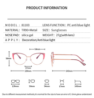 Lunettes de vue anti-lumière bleue Partagas Fashion Fancy Cat Eye TR90, monture optique pour femmes