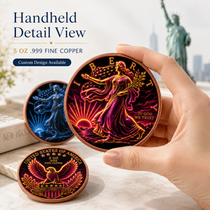 Pièce de monnaie Liberty du Quatrième de Juillet en cuivre fin 999 de 5 oz, 3D en relief, finition peinte UV effet proof-like, cadeau de célébration patriotique - Product Image 1