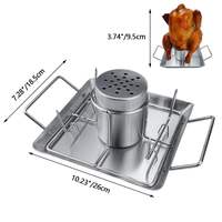 Support 2 en 1 pour rôtissoire de poulet Support pour barbecue Support vertical en acier inoxydable pour rôtissoire de poulet pour four à poulet