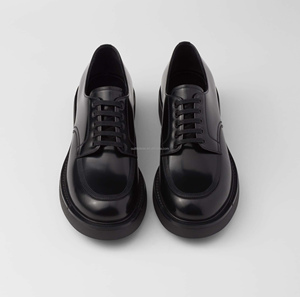 Scarpe <span class=keywords><strong>Derby</strong></span> Unisex in Vera Pelle con Lacci, Tacco Basso, in Pelle di Vitello, per Uomo e <span class=keywords><strong>Donna</strong></span>, Colore Nero - Product Image 1