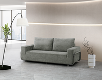 Breites Sofa aus grauem Samt, wandelbar, gepolstert, komprimiert, modernes Luxus-Sofa mit schwarzen Metallbeinen für Wohnzimmer und kleine Wohnungen