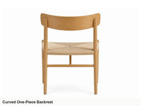 Chaise de salle à manger en chêne massif blanc avec assise en corde de papier tressée et dossier incurvé, chaise d'appoint en bois pour salle à manger et hôtel