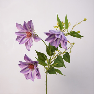 Piccoli fiori di loto artificiali Clematis soggiorno decorazioni floreali luce fiori di seta di lusso - Product Image 1