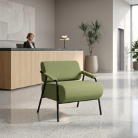 Fauteuil de loisirs rembourré commercial, structure en acier carbone massif, canapé individuel en tissu pour hall, café, réception, projet
