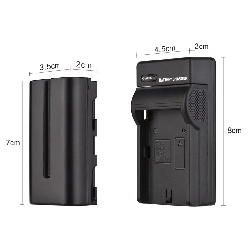 Lot De 2 Batteries NP-F550 F570 Rechargeables + Chargeur Double - Compatible Sony NP-F750 NP-F970 HandyCams Et Caméras LED Nanguang CN-160