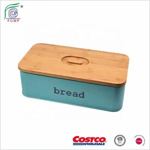 Grande scatola per il pane Vintage in metallo con coperchio per tagliere in bambù spesso per la conservazione del controsoffitto della cucina
