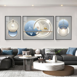 لوحات جدارية ثلاثية عصرية لتزيين غرفة المعيشة بإطار معدني - فن ديكور للمنزل - Product Image 2