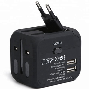 DE negro nos UE Reino Unido internacionales universal de viaje adaptador de corriente con 2 puertos usb cargador - Product Image 2
